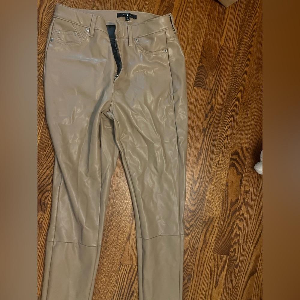 Tan leather pants